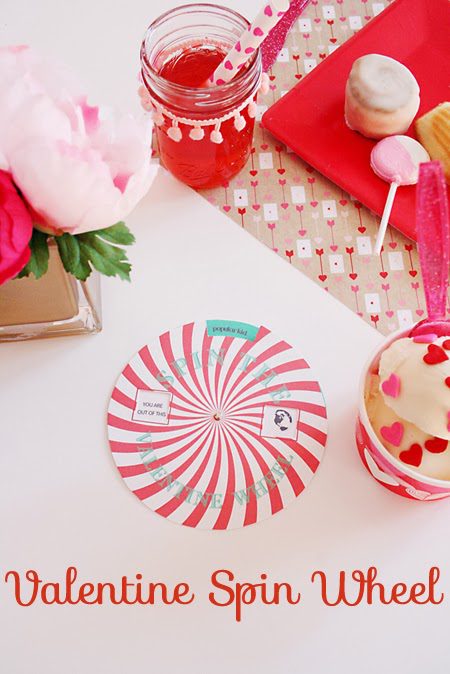 valentine spin the Wheel party, valentine party, valentine games, free printables