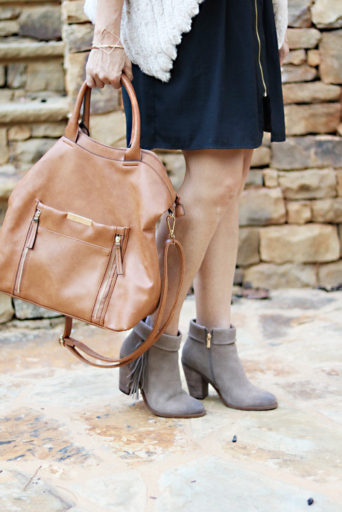 brown bag fringe boots fall fashions