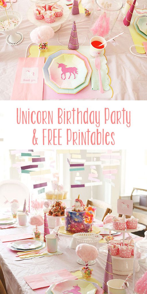 unicorn-birthday-party-free-printables, unicorn birthday party ideas, cotton candy, birthday party for girls