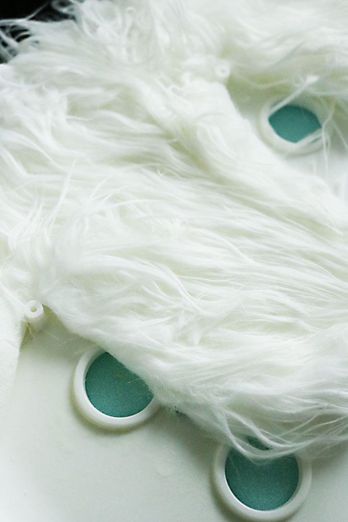 white-fur-stool-gluing-down-fabric