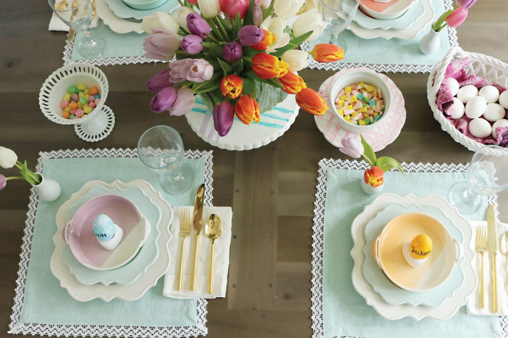 Easter-table-decorations, spring easter table decorations, easter tablescapes, easter table settings, DIY easter, simple easter table, easter centerpieces, ideas, christian, spring, cheap, cute fun easter place settings