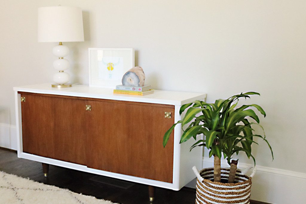 mid century credenza make over with lacquer paint