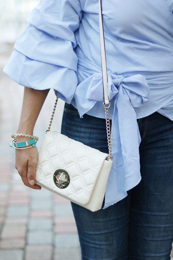 ruffled-shirt-with-kate-spade-purse