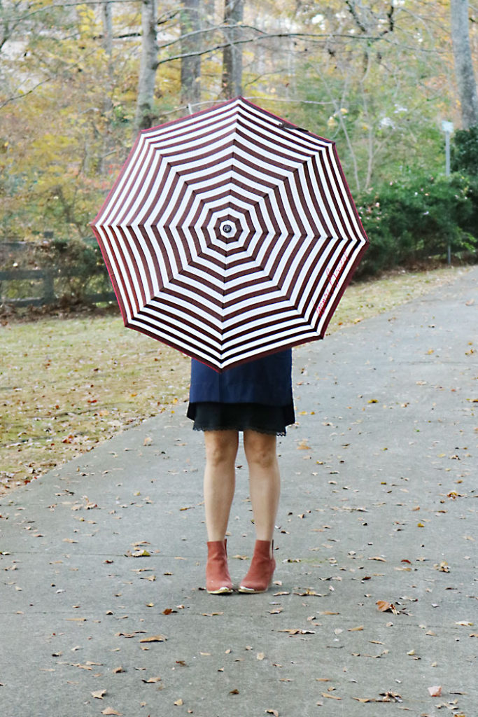 fall-finds-sale-with-striped-umbrella, henri bendel, striped umbrella, shift dress, jeffrey campbell booties