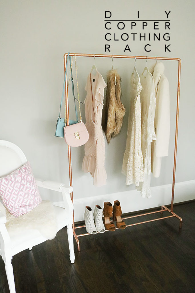 diy copper clothing rack, how to make a copper clothing rack, modern clothing rack, diy clothing rack, metal clothing rack, diy project