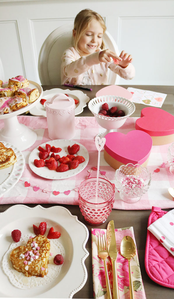 easy valentine's breakfast ideas for kids, heart-shaped pancakes, valentine's breakfast, valentines breakfast pancakes, valentines breakfast table, romantic, love making notes, valentines day breakfast decorations