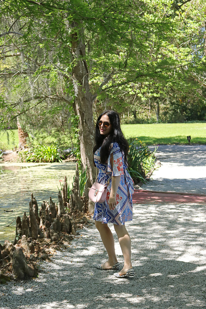 magnolia plantation and garden, exploring charleston south carolina, historic charleston, low country, southern charm outfit, spring outfit, charleston outfit ideas, south outfit idea, spring outfit, breezy dress, shein dress