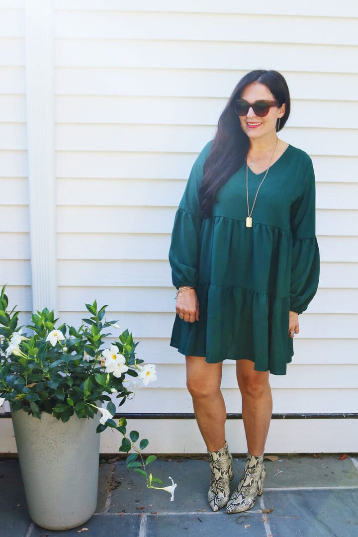 Fall styling in this fall dress with snakeskin boots which are discounted at Nordstrom Anniversary Sale picks || Top CT Lifestyle Blogger Darling Darleen 