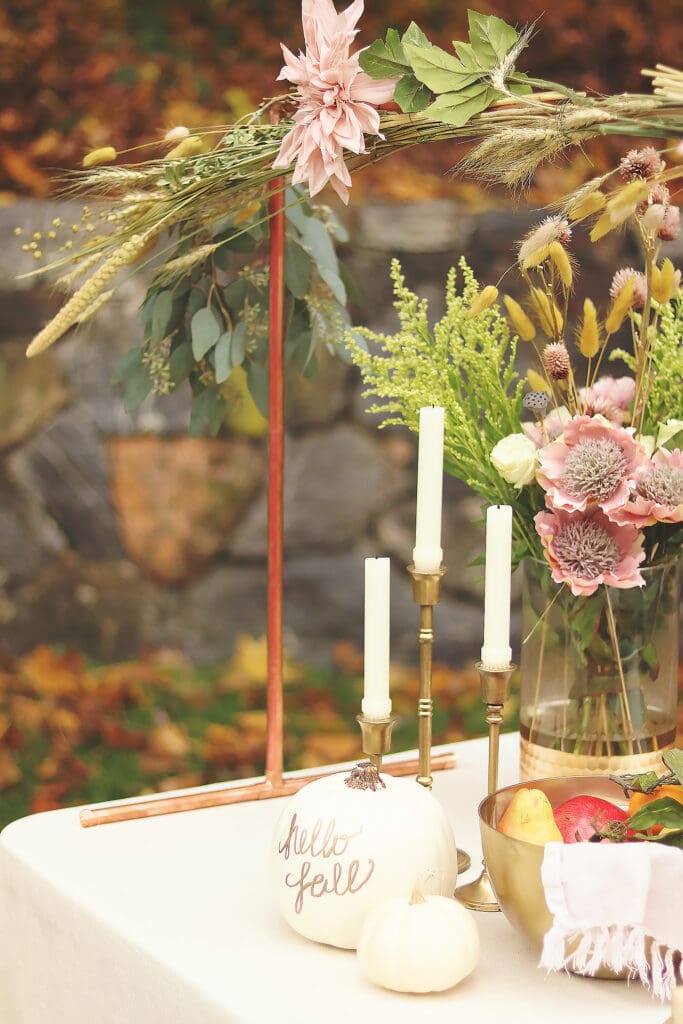 Decoration for your Thanksgiving table plus an easy DIY Over-The-Table Floral Rod to Make Your Thanksgiving Table a Feast to Remember and to use for all your festive holidays.  || Darling Darleen Top Lifestyle CT Blogger #thanksgivingtable #thanksgiving #darlingdarleen 