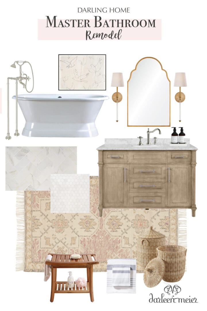 Renovation Ideas for Our Master Bathroom Remodel.  Details in the Master bathroom inspiration board with before pictures. || Darling Darleen Top CT Lifestyle Blogger #darlingdarleen 