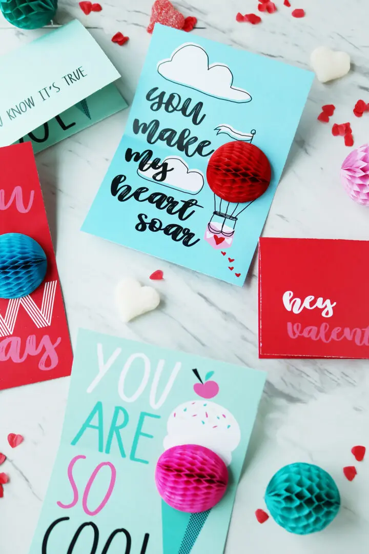 Valentine's Honeycomb Pop-Up Cards | Ice Cream Valentines | Blowing Bubbles Valentine's | Hot Air Balloon Valentine's || Darling Darleen