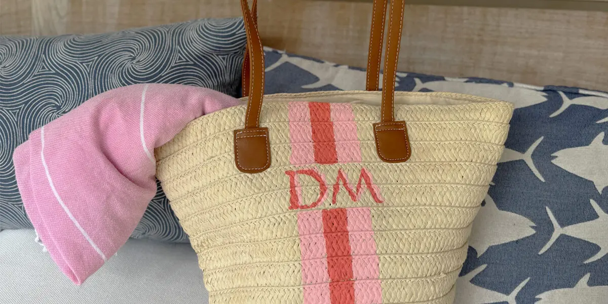 DIY Hand-Painted Monogram Straw Bag