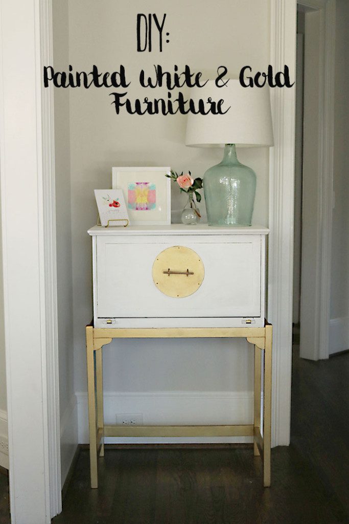Diy Painted White And Gold Furniture, How To Paint Over Brown Furniture White