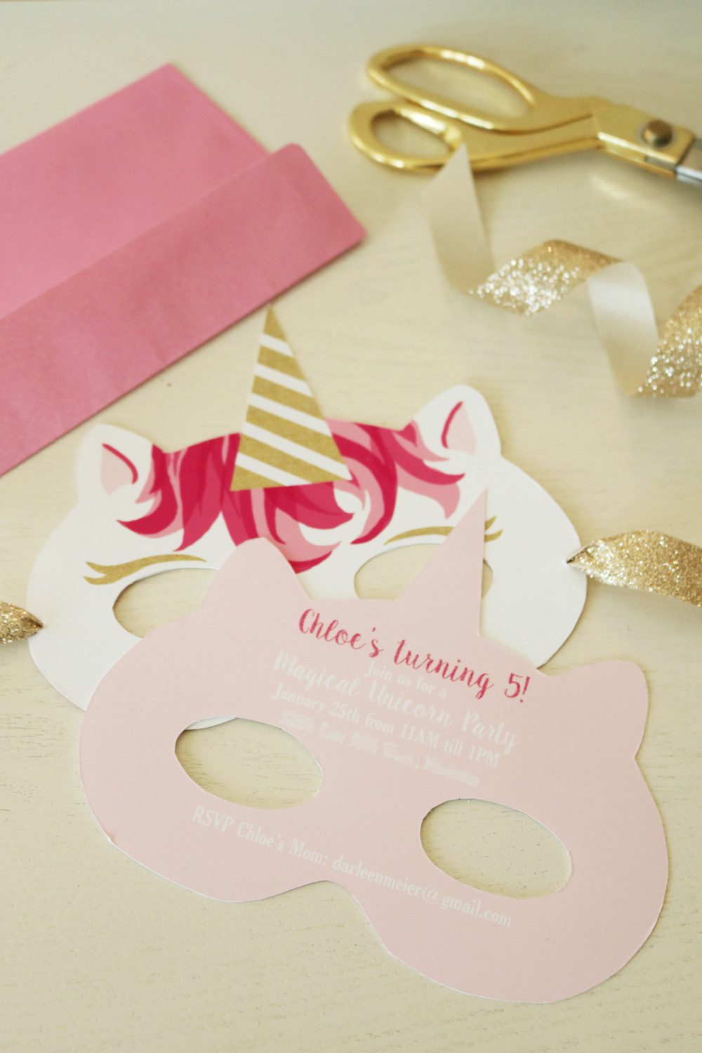 Unicorn Mask Invitation - Darling Darleen | A Lifestyle Design Blog