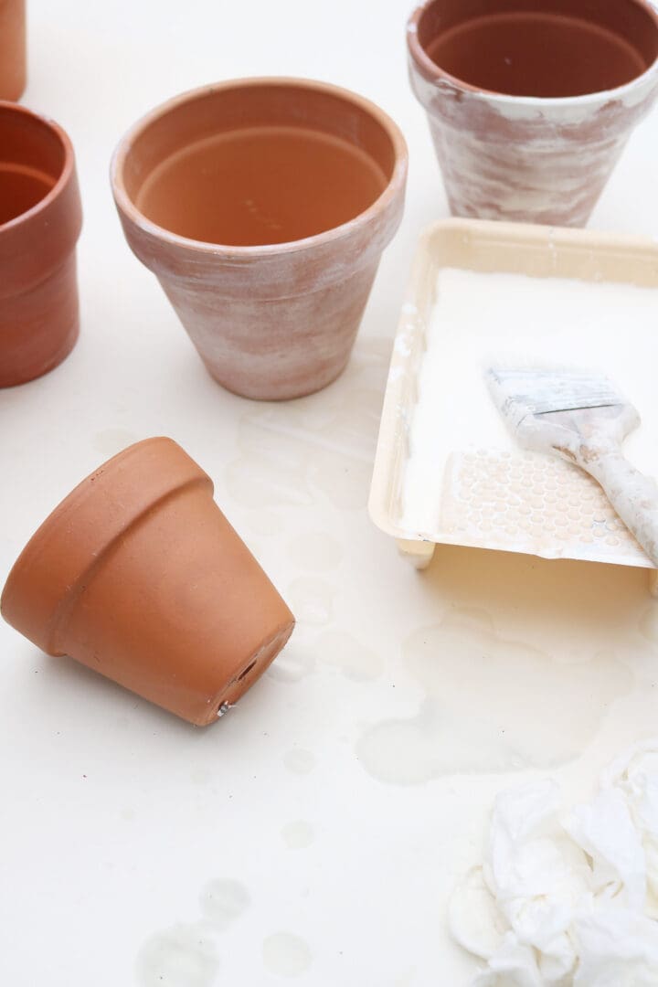 Quick and Easy 10- Minute DIY White Washed Terra Cotta Pots for your fall porch decor || Darling Darleen Top Lifestyle Blogger